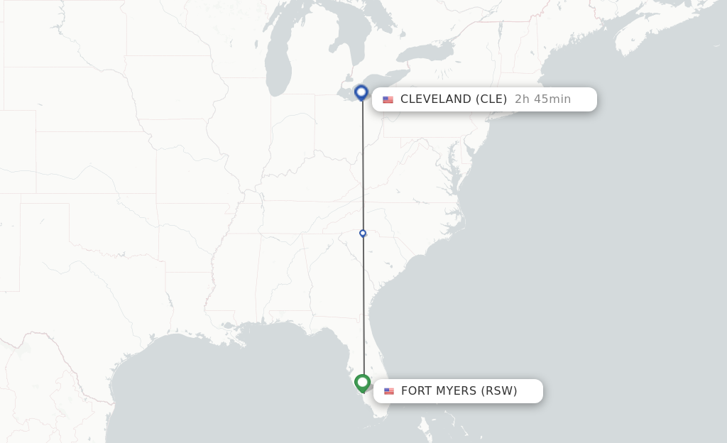 Direct (non-stop) flights from Fort Myers to Cleveland - schedules