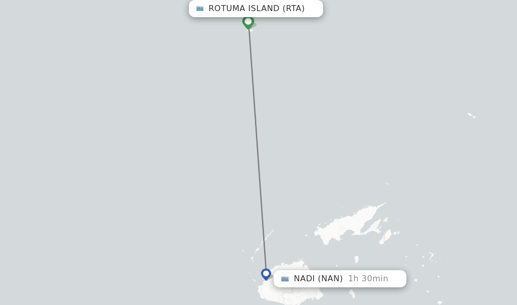 Flights from Rotuma Island to Nadi route map