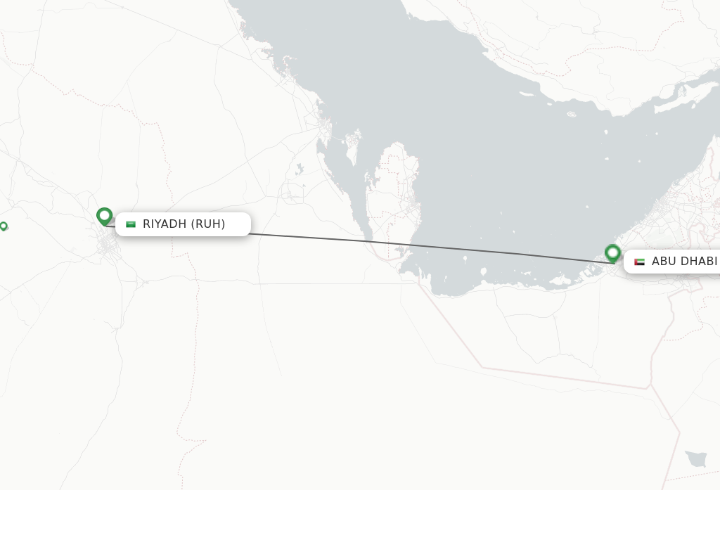 Flights from Riyadh to Abu Dhabi route map