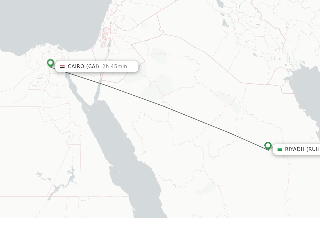 Flights from Riyadh to Cairo route map