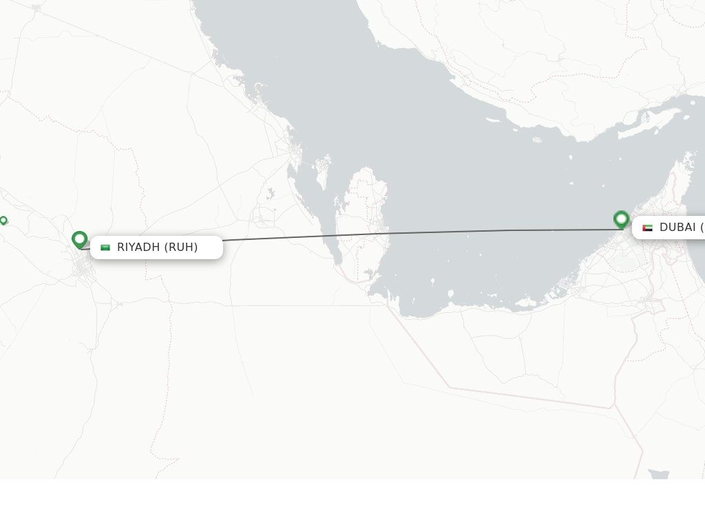 Flights from Riyadh to Dubai route map