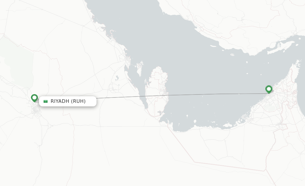 Route map with flights from Riyadh with Emirates