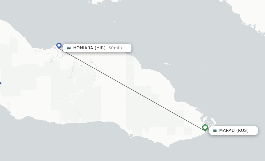 Flights from Marau to Honiara route map