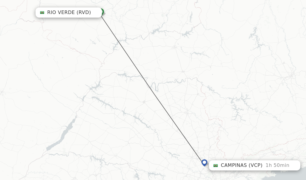 Flights from Rio Verde to Campinas route map
