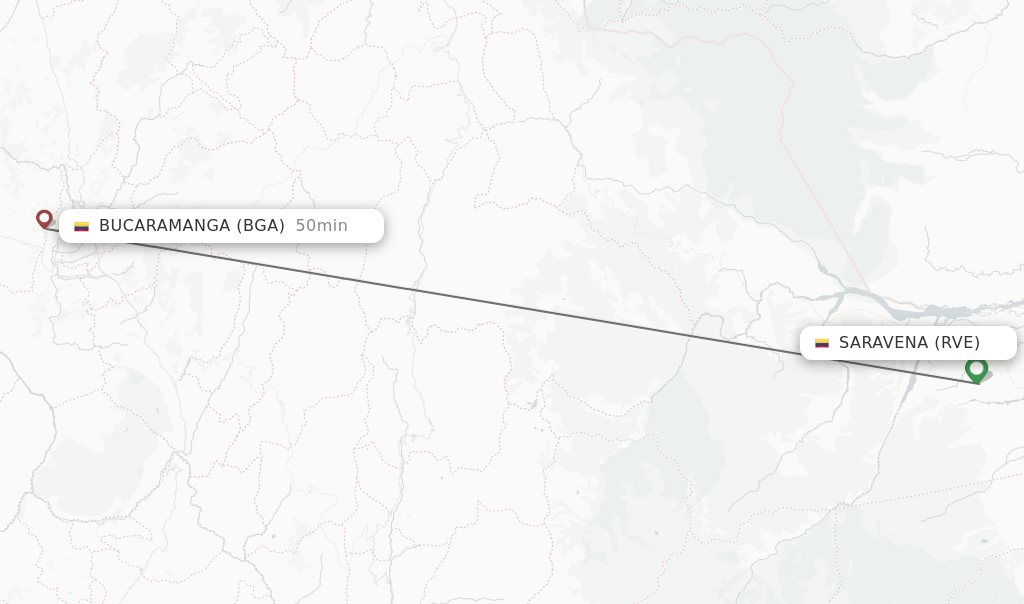 Flights from Saravena to Bucaramanga route map