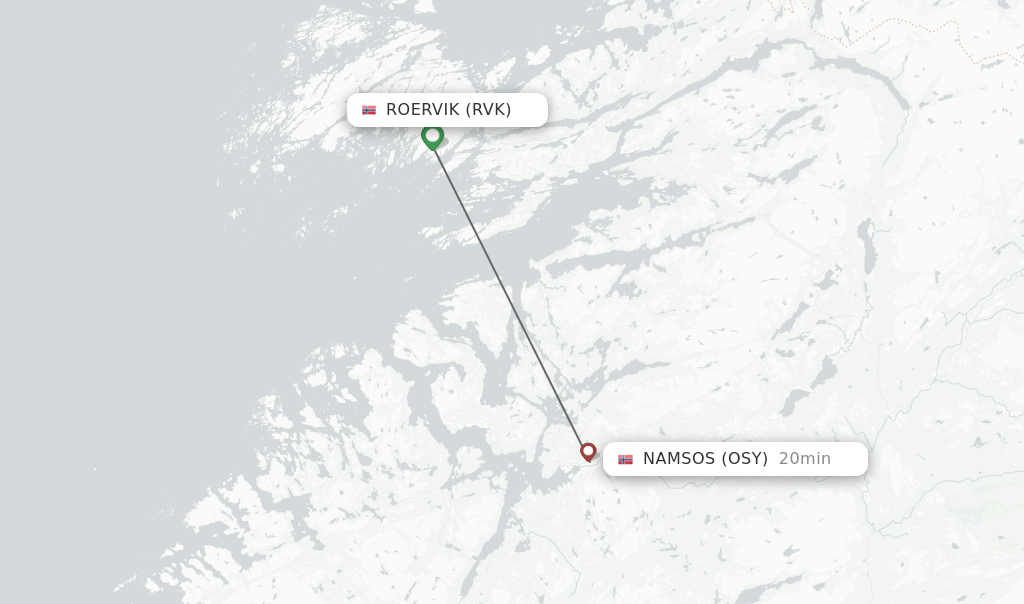 Flights from Roervik to Namsos route map