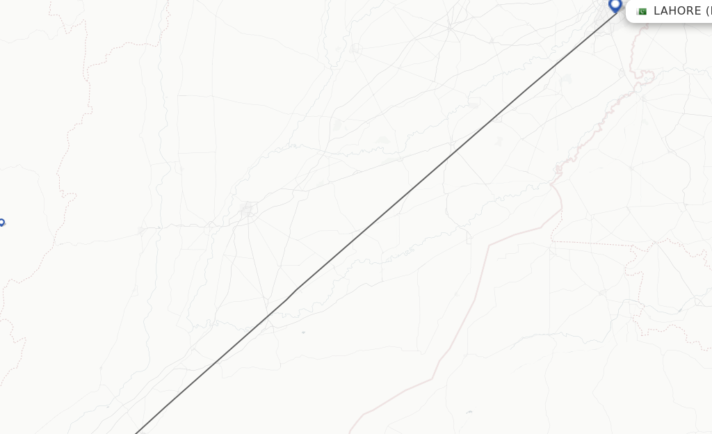 Flights from Rahim Yar Khan to Lahore route map