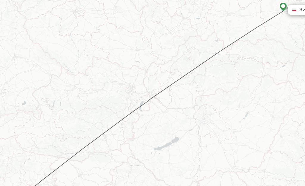 Flights from Rzeszow to Venice route map