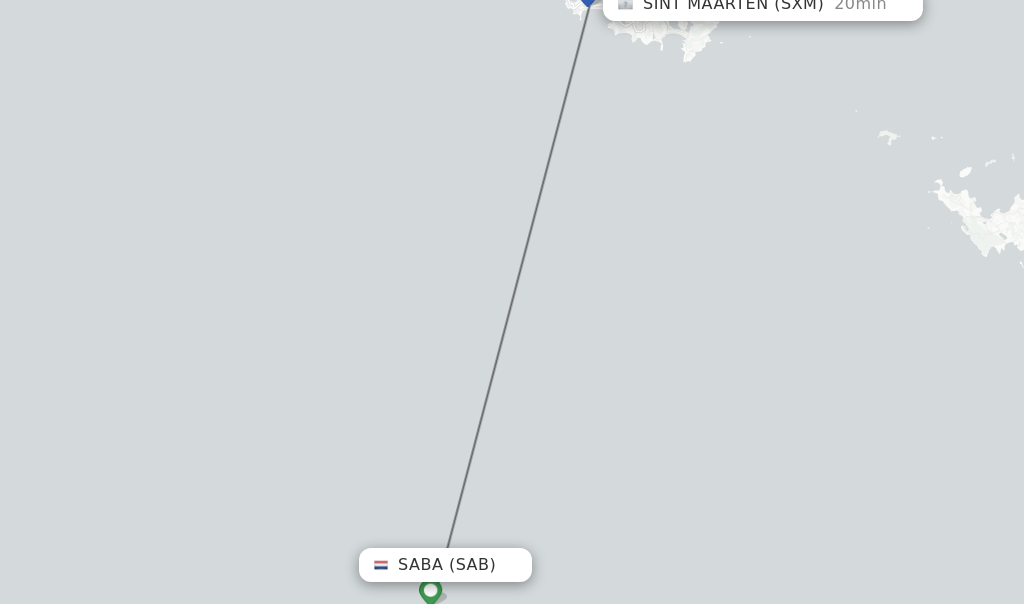Flights from Saba to Sint Maarten route map