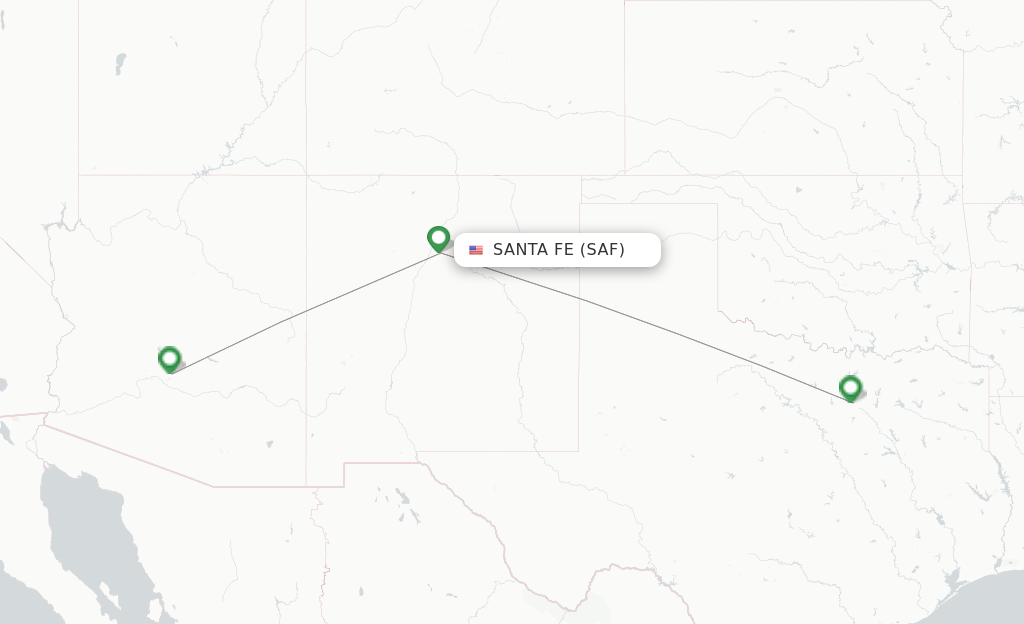 Route map with flights from Santa Fe with American Airlines