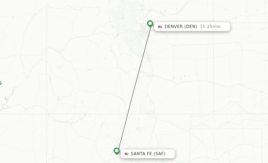 Flights from Santa Fe to Denver route map