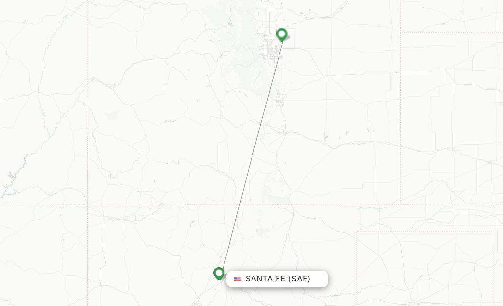 Route map with flights from Santa Fe with United Airlines