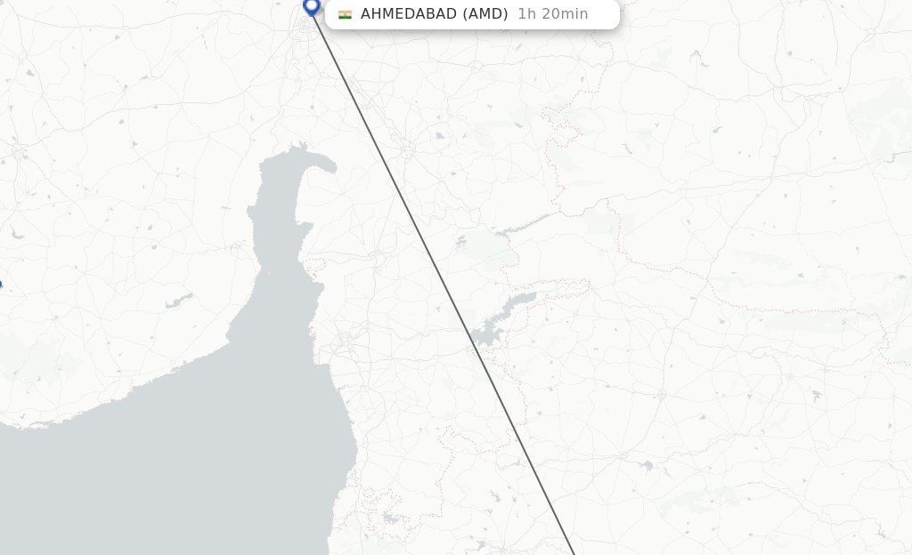 Flights from Shirdi to Ahmedabad route map