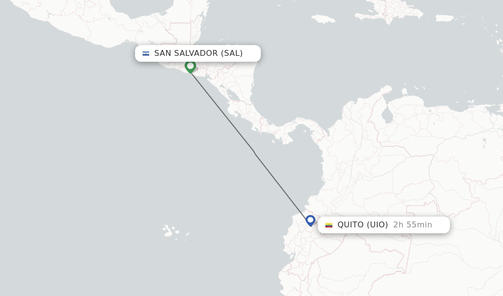 Flights from San Salvador to Quito route map