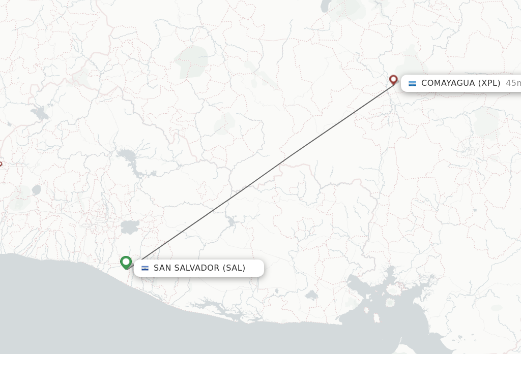 Flights from San Salvador to Comayagua route map