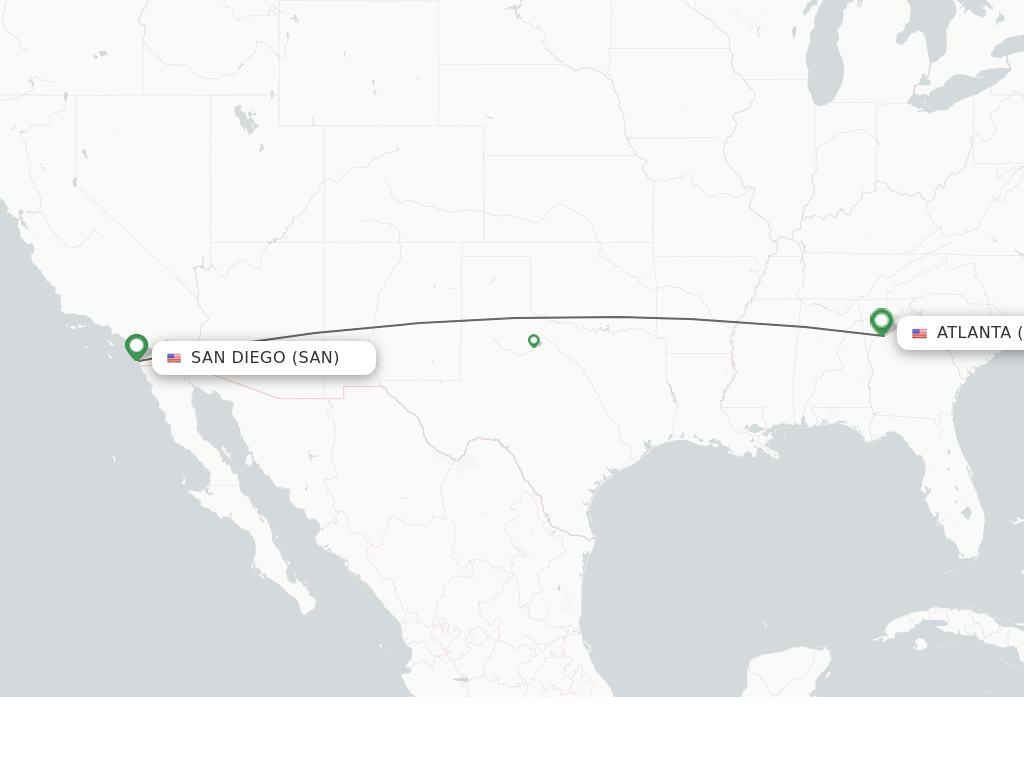 Flights from San Diego to Atlanta route map