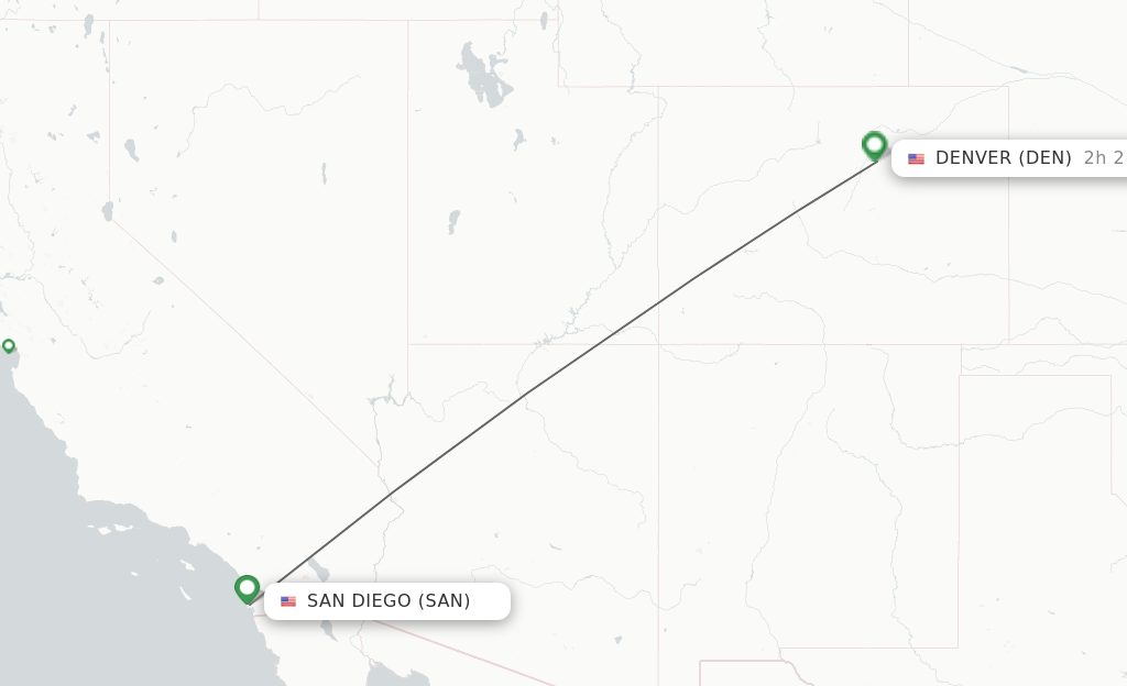 Flights from San Diego to Denver route map