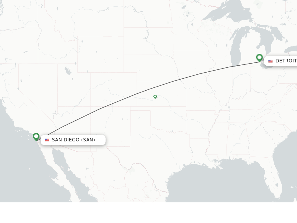 Flights from San Diego to Detroit route map