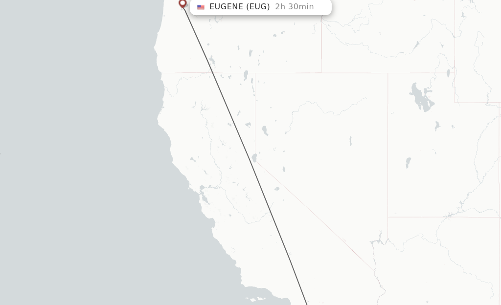 Flights from San Diego to Eugene route map