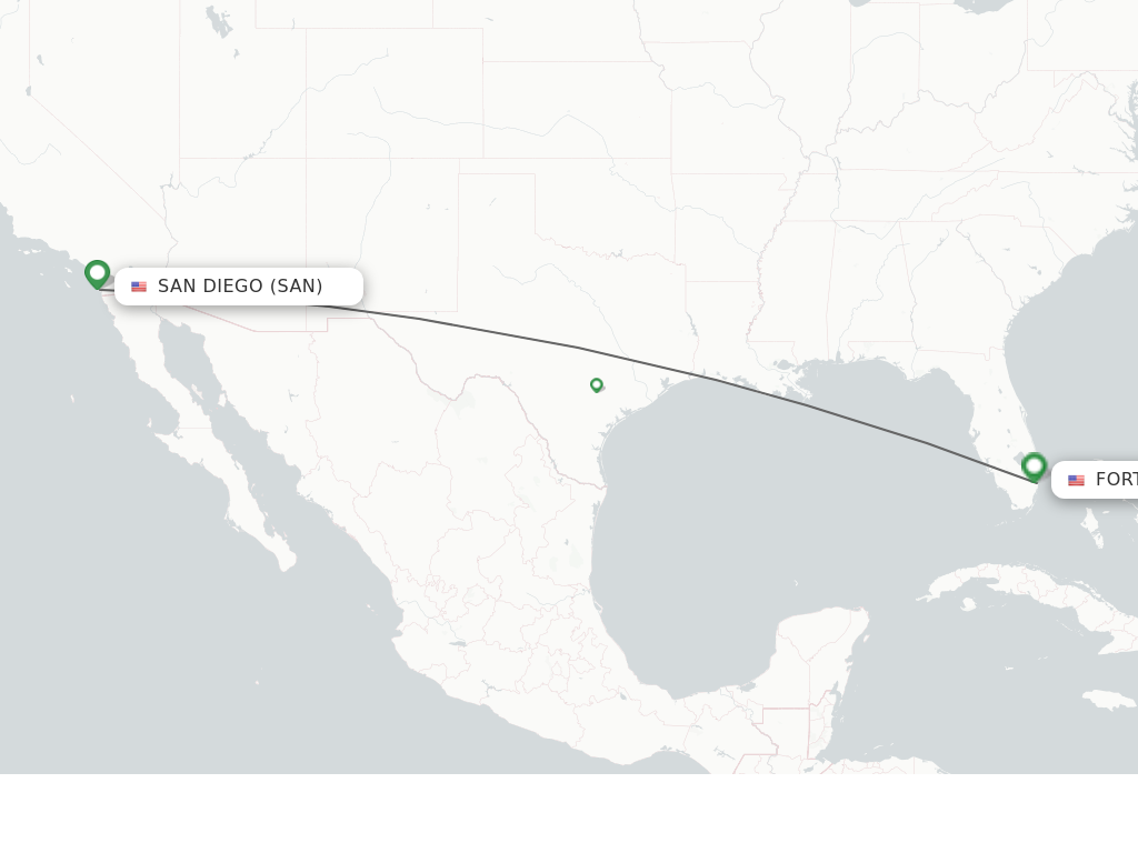 Flights from San Diego to Fort Lauderdale route map