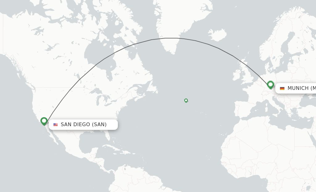 Direct (non-stop) flights from San Diego to Munich - schedules 