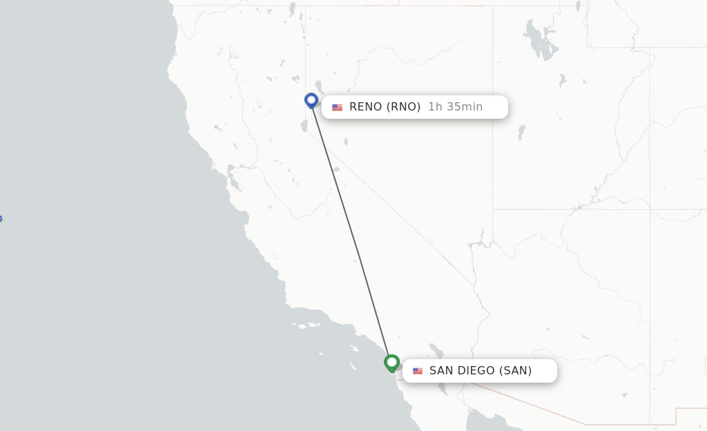 Direct (non-stop) flights from San Diego to Reno - schedules