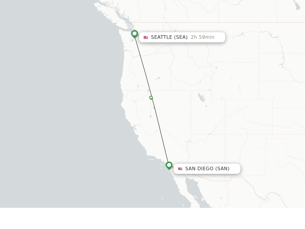 Flights from San Diego to Seattle route map