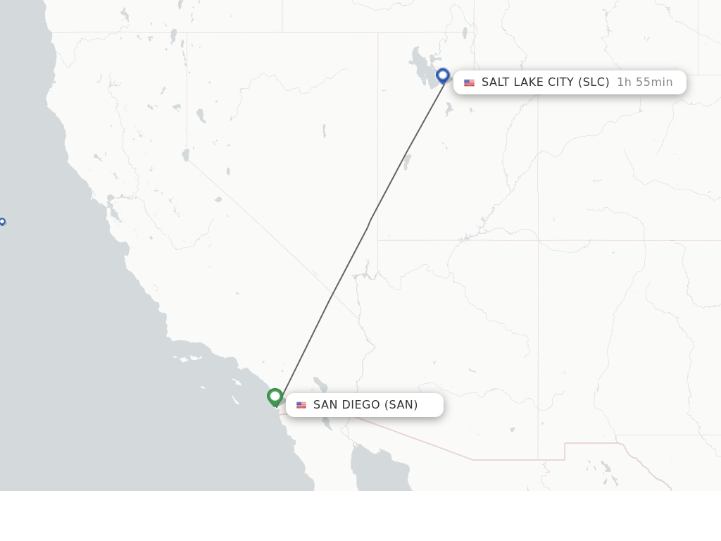 Flights from San Diego to Salt Lake City route map
