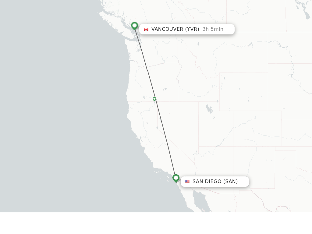 Direct (non-stop) flights from San Diego to Vancouver - schedules