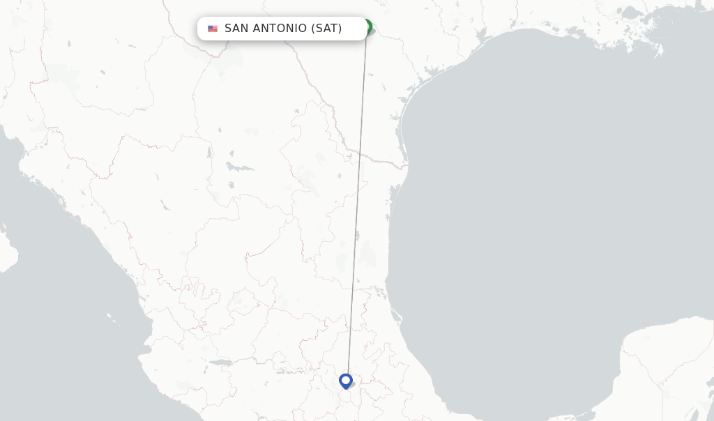 Route map with flights from San Antonio with Aeromexico