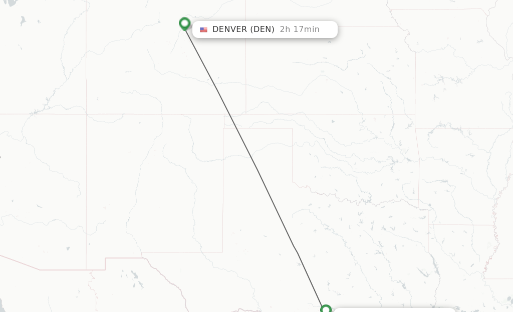 Flights from San Antonio to Denver route map