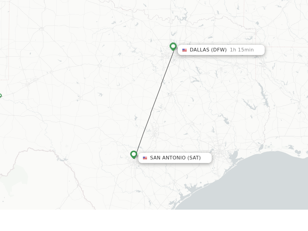 Flights from San Antonio to Dallas route map