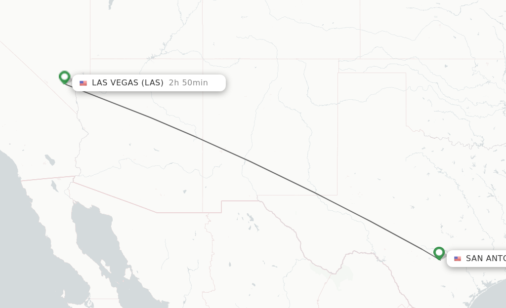 Flights from San Antonio to Las Vegas route map