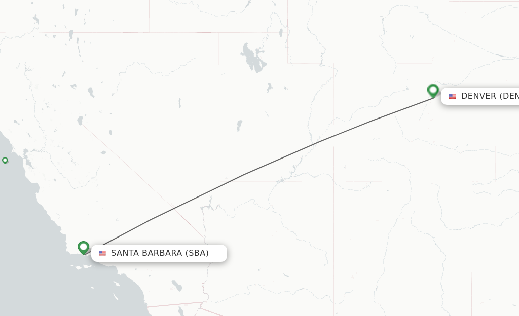 Flights from Santa Barbara to Denver route map