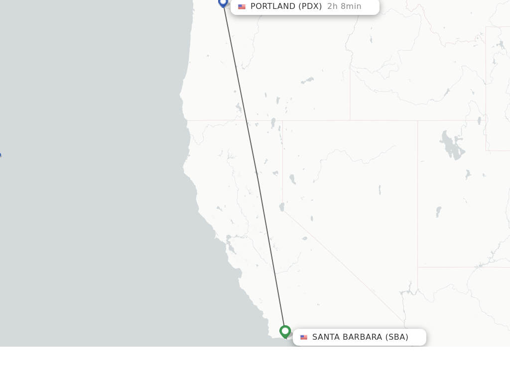 Flights from Santa Barbara to Portland route map