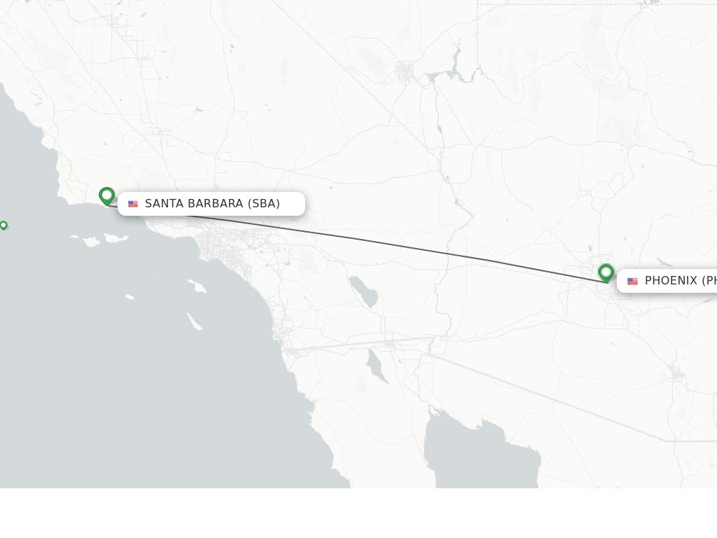 Flights from Santa Barbara to Phoenix route map