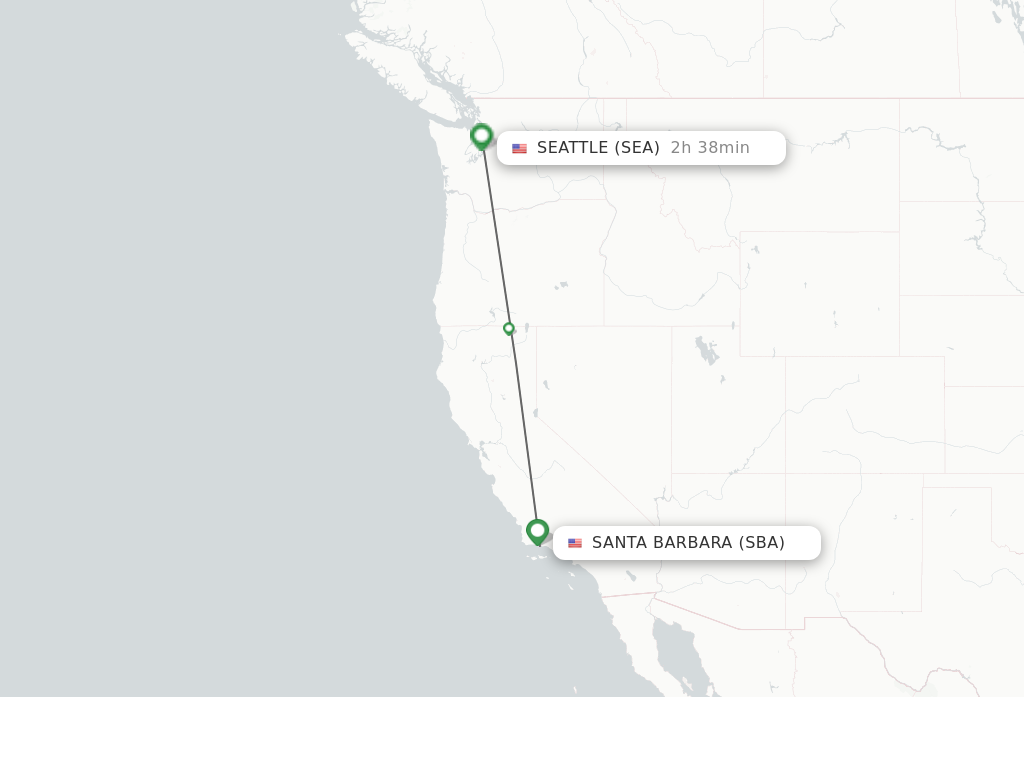 Flights from Santa Barbara to Seattle route map