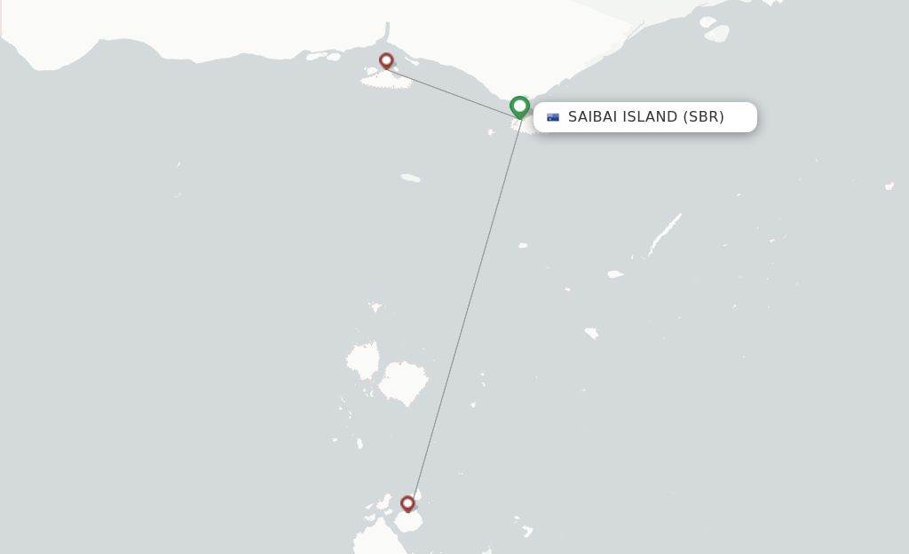 Route map with flights from Saibai Island with FlexFlight