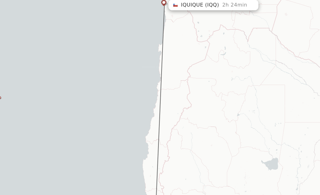 Flights from Santiago to Iquique route map