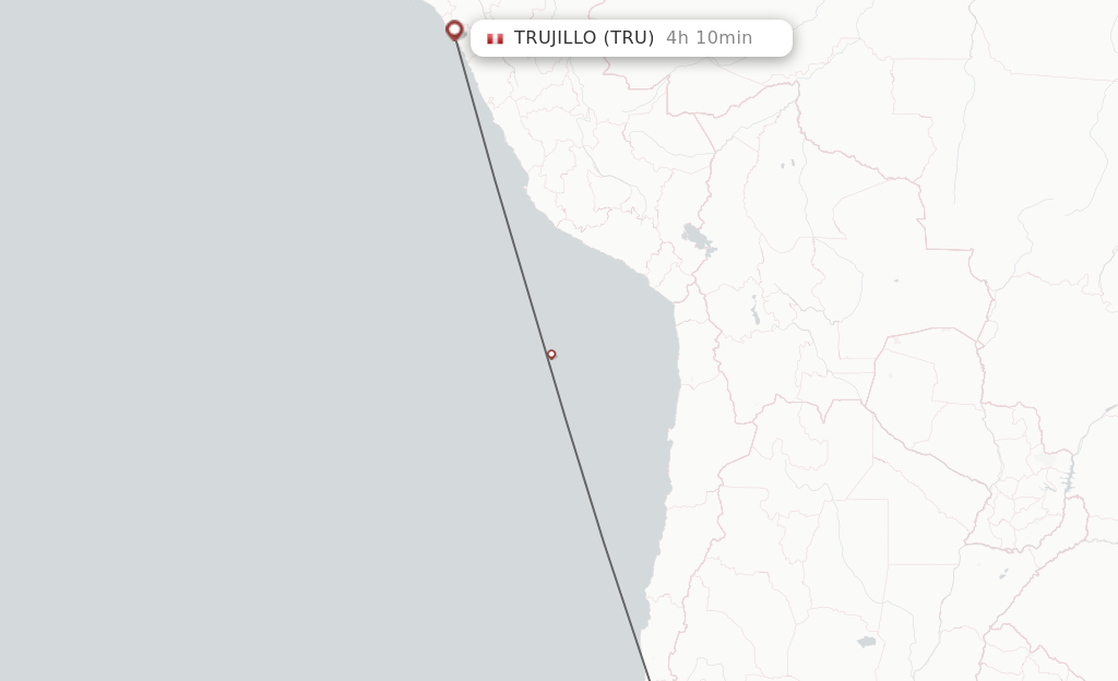 Flights from Santiago to Trujillo route map