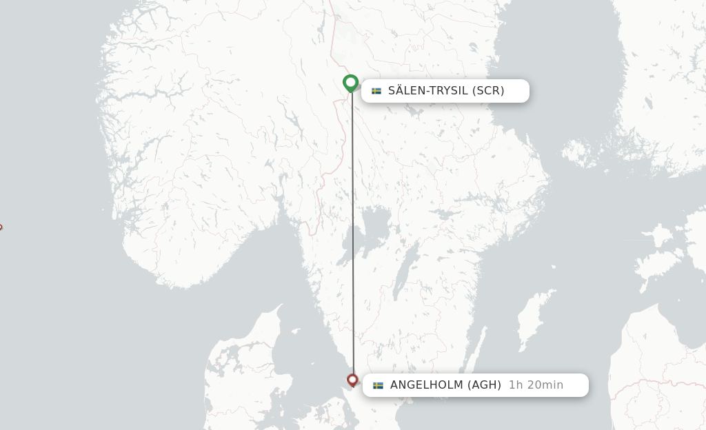 Flights from Salen to Angelholm/Helsingborg route map