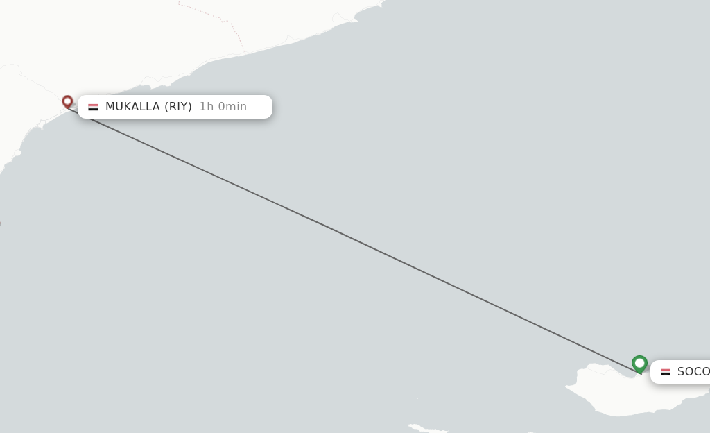 Flights from Socotra to Riyan route map