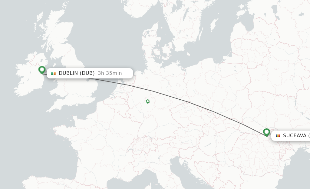 Direct (nonstop) flights from Suceava to Dublin schedules