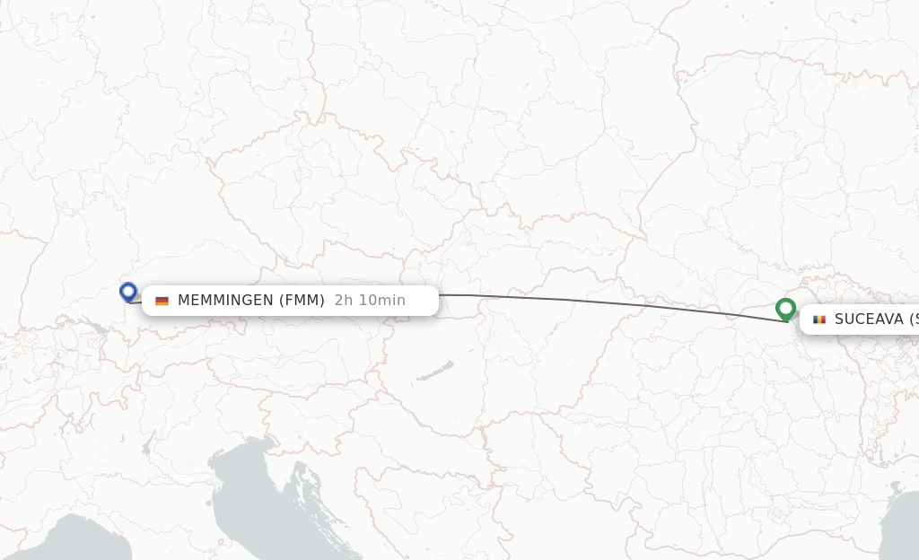 Flights from Suceava to Memmingen route map
