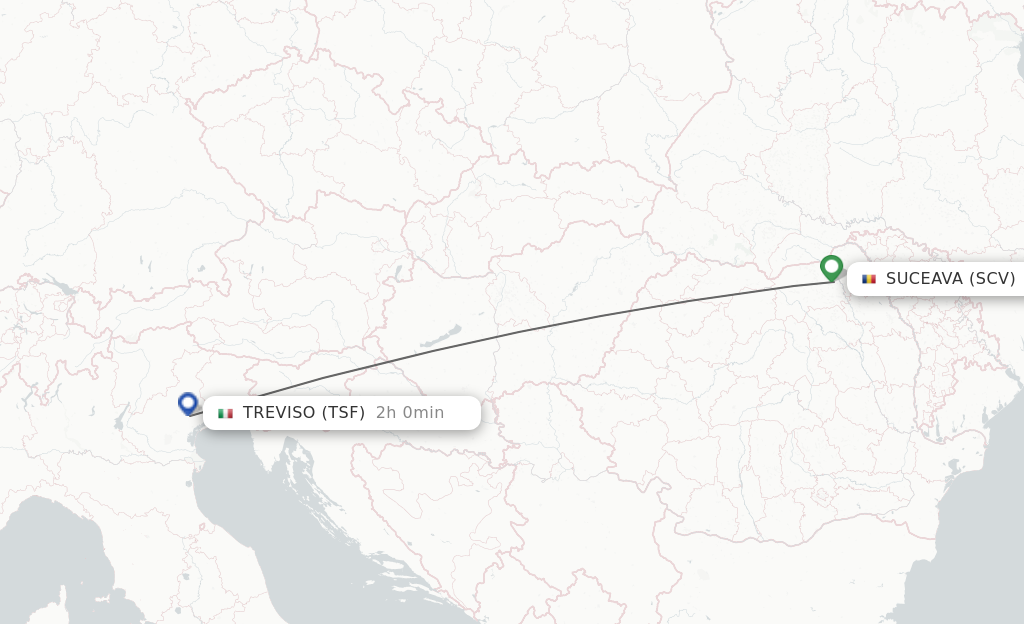 Flights from Suceava to Venice route map