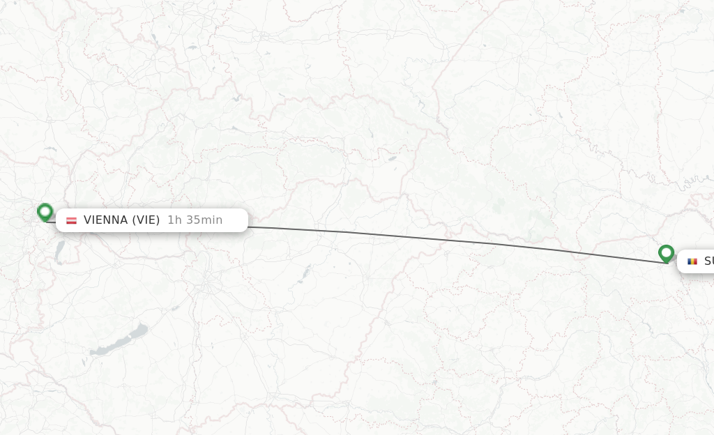 Flights from Suceava to Vienna route map