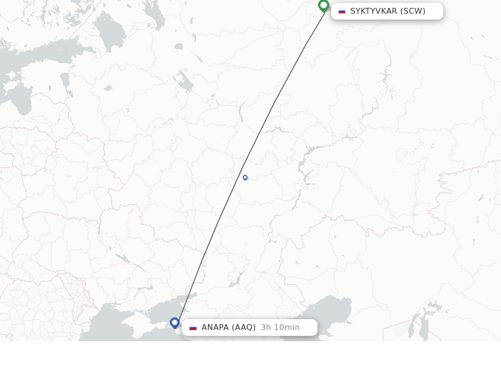 Flights from Syktyvkar to Anapa route map