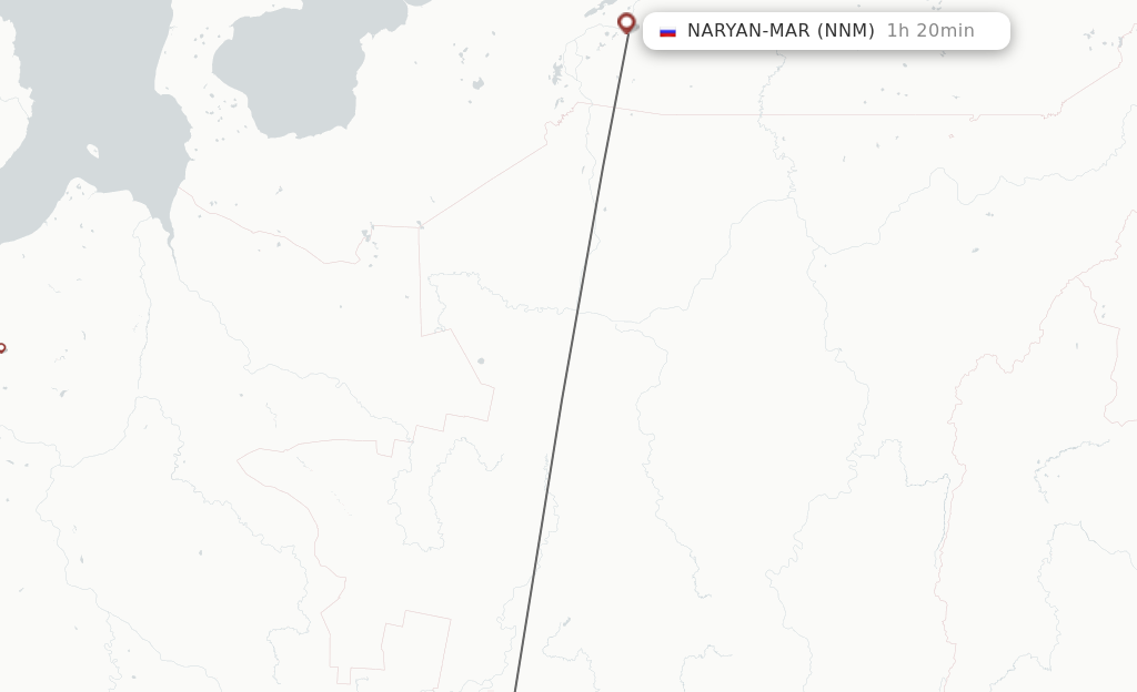 Flights from Naryan-Mar to Syktyvkar route map
