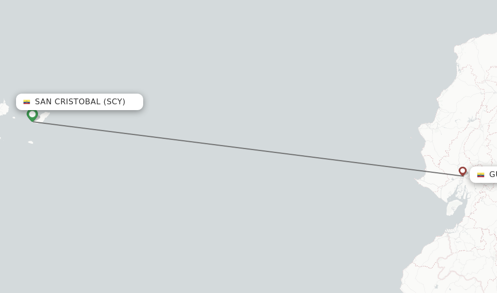 Flights from San Cristobal to Guayaquil route map