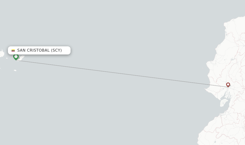 Flights from San Cristobal to Quito route map